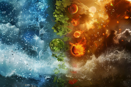 Capturing nature s essence air, water, fire, earth, and space in a high quality image