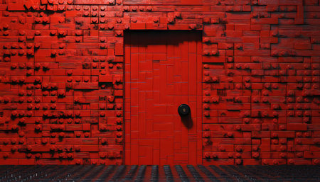 Detailed photography of a perfectly constructed lego wall with rich textures in the background