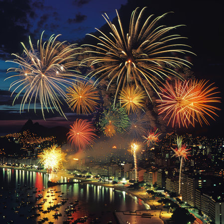Brazil independence day stunning fireworks light up night sky in festive displayの写真素材