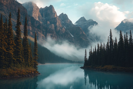 Majestic mountain landscape showcasing the tranquil beauty and serenity of nature s splendorの写真素材