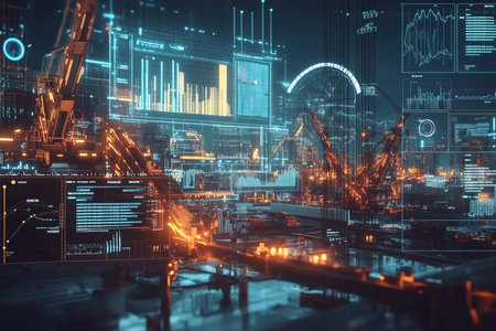 Exploring ai integration in construction a futuristic vision of sustainable building practicesの写真素材