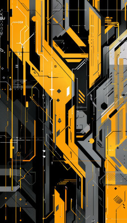 Futuristic vector design abstract yellow, black, and gray cyber lines for modern tech illustrationの写真素材