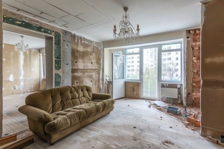 Modern apartment room renovation high quality image of renovation concept for relocating spaceの写真素材