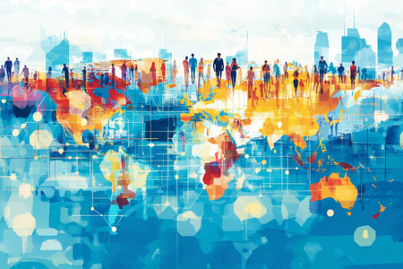 Diverse global workforce and international connections banner for marketing campaigns