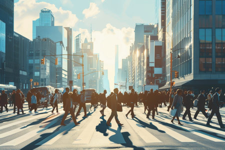 Business professionals commuting to work on a sunny morning for daily office routinesの写真素材