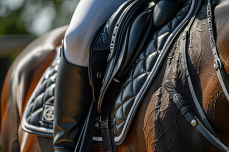 Detailed equestrian gear close up for summer olympics, showcasing sport equipment conceptsのeditorial素材