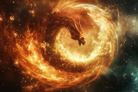 Fiery dragon s breath a mythical force igniting the fabric of reality in a timeless dimension