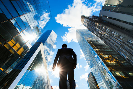 Dynamic business scenes captured in wide angle for eye catching banners and advertisementsの写真素材