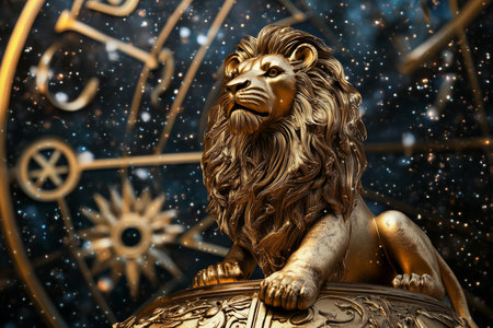 Astrological photography featuring the leo zodiac sign within a twelve zodiac themeの写真素材