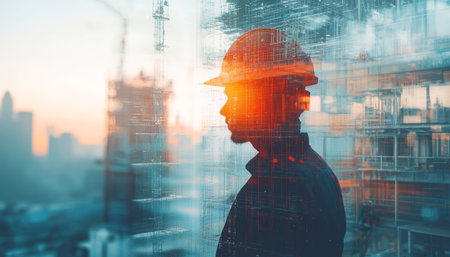 Innovative future construction project engineers and architects using advanced technology in designの写真素材