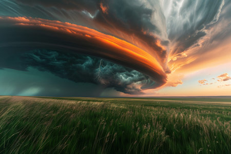 Dramatic supercell storm in north dakota generates multiple tornadoes and large hailstones