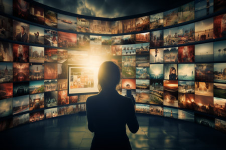 Abstract multimedia background with channel images for web tv streaming technologyの写真素材