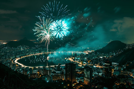 Brazil independence day magnificent fireworks illuminate the night sky in celebrationの写真素材