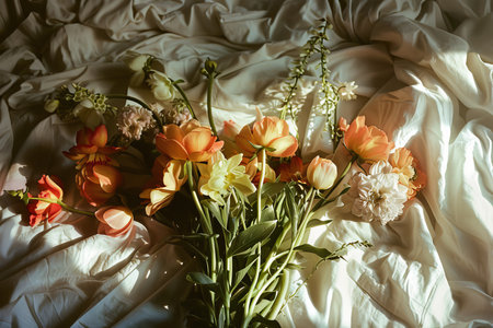 floral bed decor - stunning flowers to elevate your home interior design with a touch of natureの写真素材