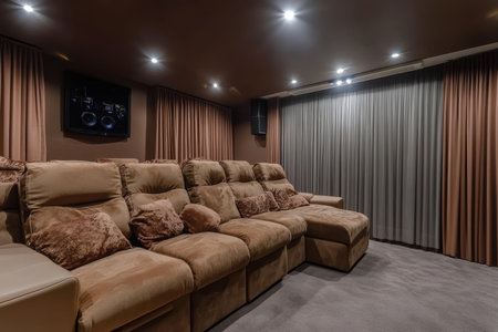 Luxurious home cinema room design a stunning photography showcase of elegant theater spacesの写真素材
