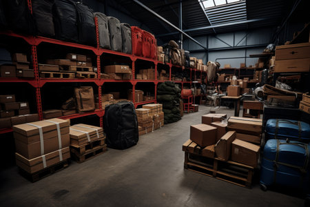Warehouse Inventory Management. Temporary Storage Facility for Optimal Logistic Deliveriesの写真素材