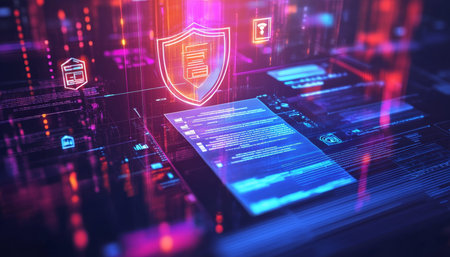 Shield symbolizing data compliance protection for documents with regulatory compliance icons