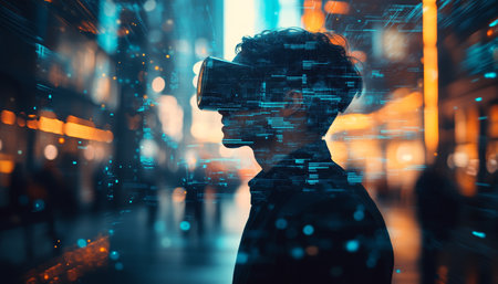 Businessman engaging in metaverse a vision of digital transformation for future technology eraの写真素材