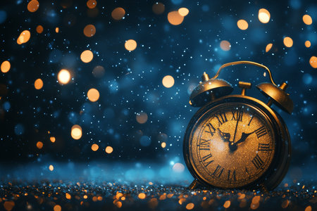 New year s eve countdown clock against a glittering midnight sky festive party invitation design