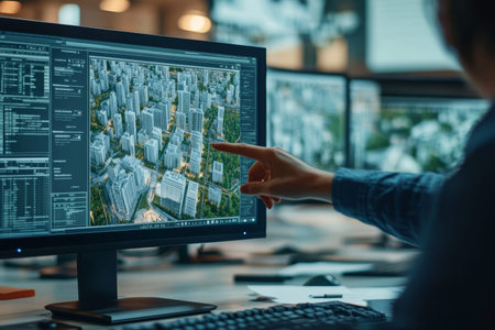 Architects collaborate on sustainable urban masterplans using advanced digital blueprints and models