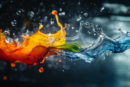 Dynamic abstract photography featuring liquid forms and colliding objects in space composition