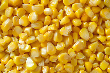 Fresh sweet corn kernels in vibrant background for culinary and agricultural conceptsの写真素材