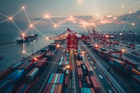 Efficient global logistics network for transportation via various modes for import export operationsの写真素材