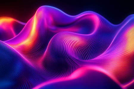 Abstract neon wallpaper featuring curvy shapes glowing in the ultraviolet spectrum
