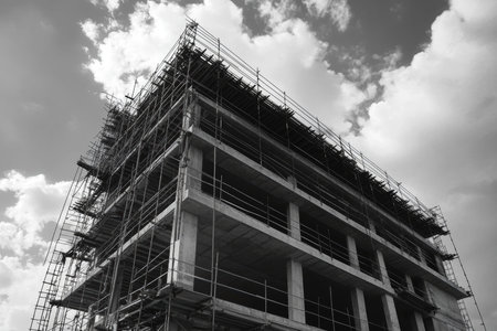 Industrial development captivating photography of a building under construction at a site