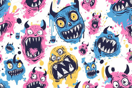 Colorful halloween zombies vector art perfect for design, print, and creative projectsの写真素材