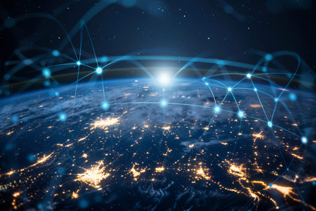 Global business growth stock chart for digital investment strategy in technology economy market