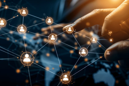 Global networking business structure connectivity, hr, outsourcing, service, teamwork, strategyの写真素材