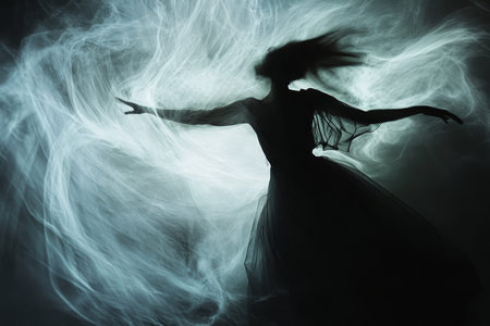 Celestial ballet the enchanting dance of light and shadow in a mesmerizing interplay of contrastの写真素材