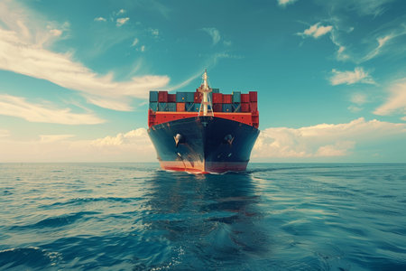 Global cargo freight shipping commercial trade logistics via oversea container vessels