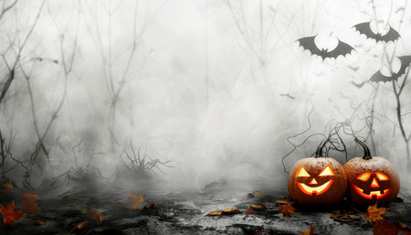 Spooky halloween white background with ample space for text placementの写真素材