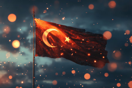 Illustration of the Turkish flag celebrating republic day in Turkey a symbol of national prideの写真素材