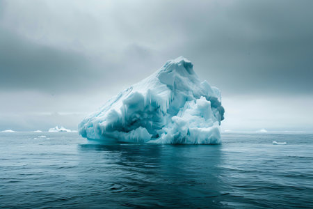 Melting iceberg drifting in ocean symbolizing climate change impact in high quality imageの写真素材