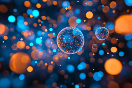 Vibrant blue and orange spheres symbolizing data visualization and machine learning in scikit learn