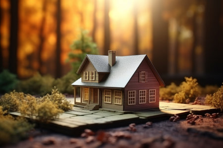 construction of house on blueprints - building project and architecture conceptの写真素材