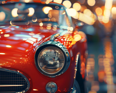 Vibrant car showroom bokeh with classic icons for an auto inspired backdrop in search results