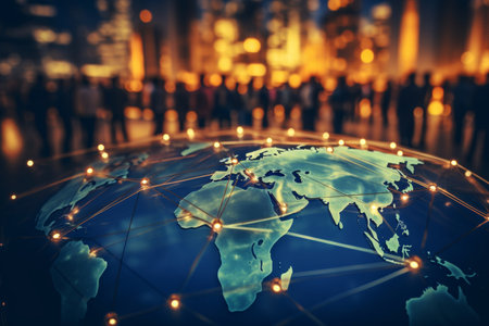 Global business structure of networking. Analysis and data exchange customer connection, HR recruitment and global outsourcing, Customer service, Teamwork, Strategyの写真素材