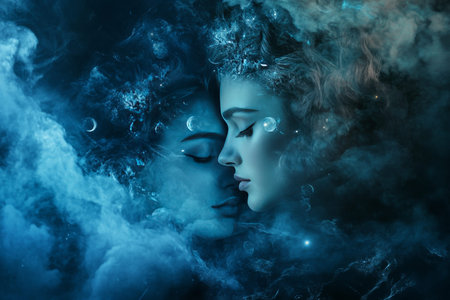 Gemini zodiac sign representation in a creative twelve zodiacs photography concept