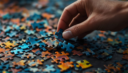 Team collaborating on a jigsaw puzzle symbolizing business solutions and strategic success