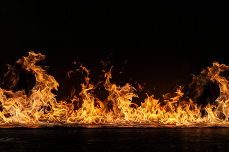 Captivating image of intense fire flames against a black background in high quality photography