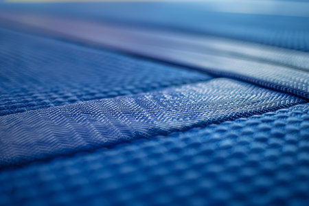 Focused on judo mat symbol of commitment in intense summer olympics contest, highlighting dedicationの写真素材