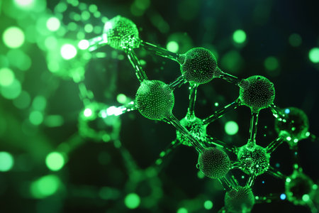 Futuristic green abstract dna technology imagery showcasing artificial intelligence connectionsの写真素材