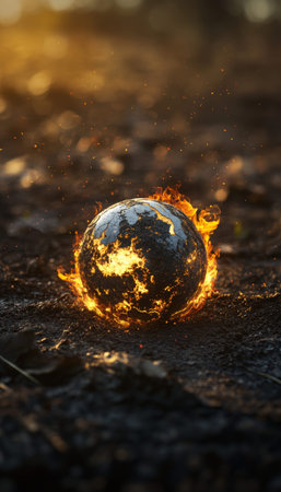 Fiery destruction of earth a stark representation of global warming crisis and its consequences