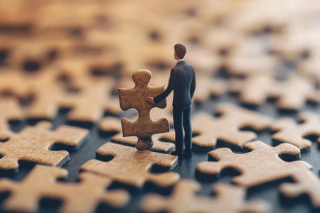 Solving business challenges connecting ideas and strategies for team success in a puzzle game