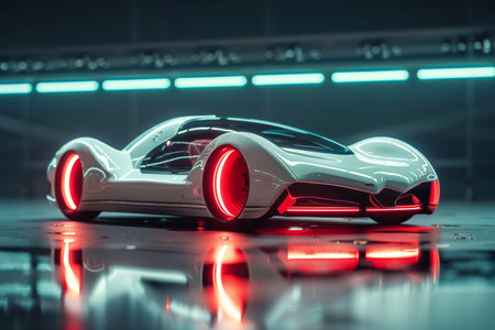 High quality image showcasing modern futuristic car design and development process