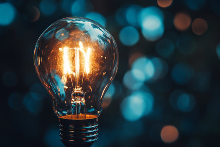 A light bulb symbolizes innovative breakthroughs and creative strategies in business marketingの写真素材